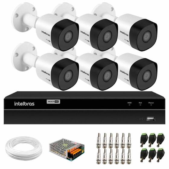 Imagem de Kit 6 Câmeras de Segurança Full HD 1080p VHD 3230 B G7 + DVR Intelbras MHDX 1208 8 Canais Multi HD