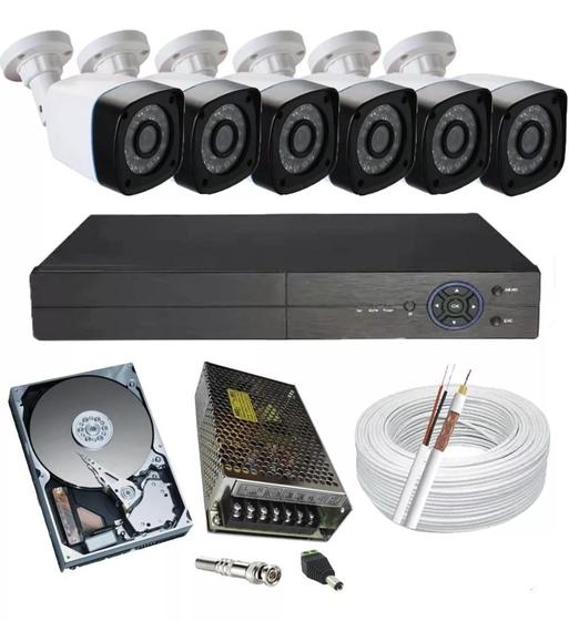 Imagem de Kit 6 Câmeras de Segurança HD Dvr 8 Ch