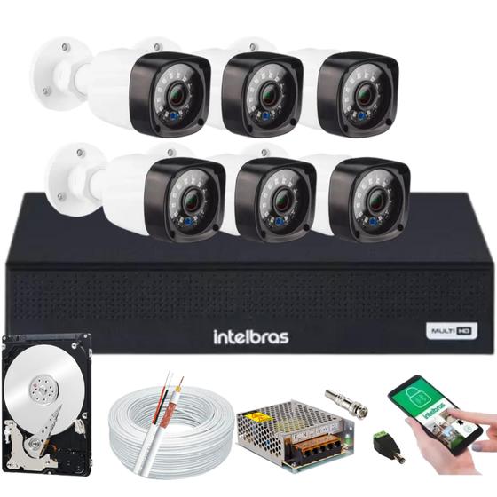 Imagem de Kit 6 Câmeras de Segurança HD Dvr 8 Ch Intelbras