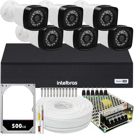 Imagem de Kit 6 Câmeras de Segurança hd Dvr intelbras full hd 8ch mhdx c/hd