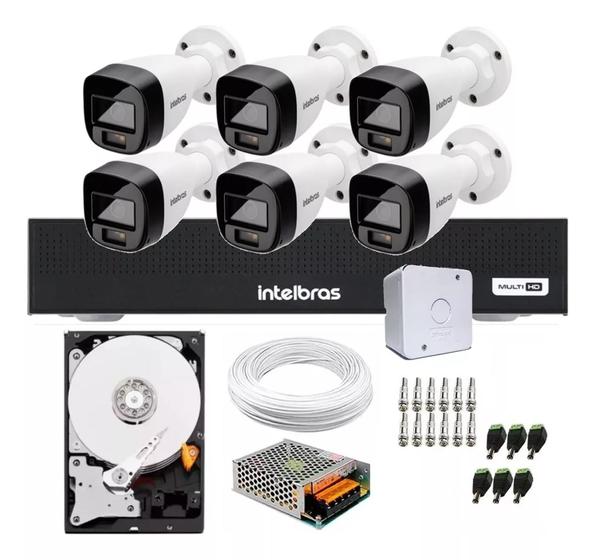 Imagem de Kit 6 Cameras de Segurança Intelbras 1120 Full Color Dvr 8 Canais C/ Hd 500gb