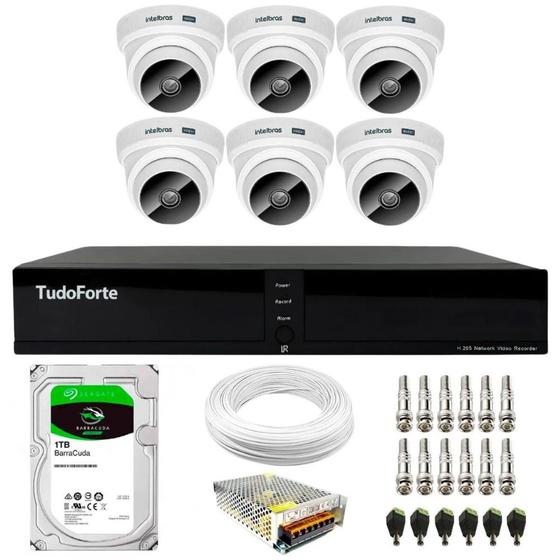 Imagem de Kit 6 Câmeras Intelbras VHC 1120 D HD 720p Dome Infravermelho de 20 metros Lente 2.8mm + Dvr Tudo Forte TFHDX 3308 Full HD 8 Canais + HD 1TB BarraCuda