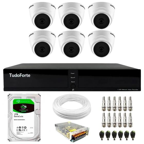 Imagem de Kit 6 Câmeras Intelbras VHD 1120 D G7 HD 720p Dome Lente 2.8mm Visão Noturna 20M + Dvr Tudo Forte TFHDX 3308 Full HD 8 Canais + HD 2TB BarraCuda