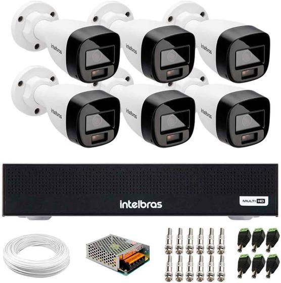 Imagem de Kit 6 Câmeras Intelbras Vhd 1220 B Full Color Dvr Intelbras Mhdx 1008-C