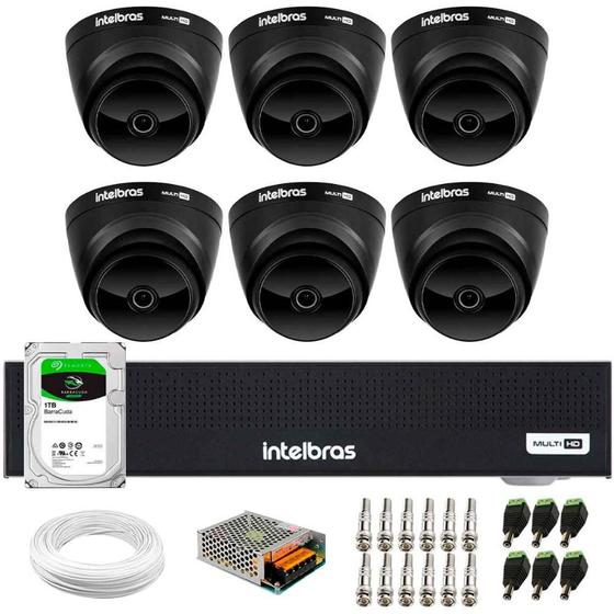 Imagem de Kit 6 Câmeras Intelbras VHD 1220 D G7 Dome Black Full HD 1080p Lente 2.8mm Visão Noturna 20m + Dvr Intelbras MHDX 1108-C 8 Canais + HD 1TB BarraCuda