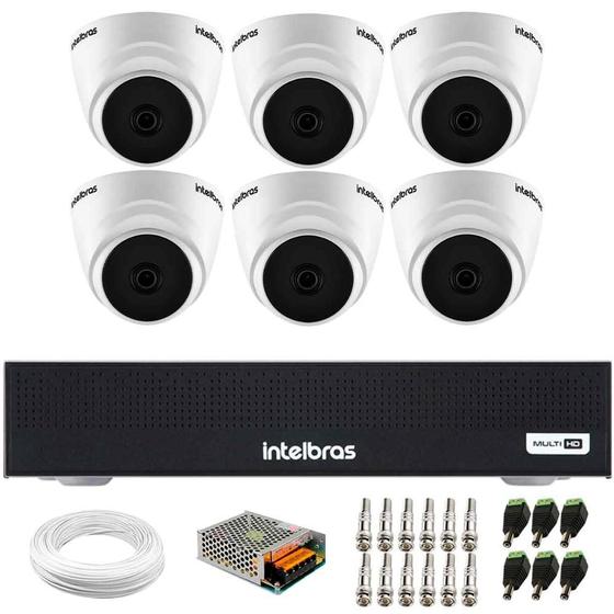 Imagem de Kit 6 Câmeras Intelbras VHD 1220 D G7 Dome Full HD 1080p Lente 2.8mm Visão Noturna 20m + Dvr Intelbras MHDX 1108-C 8 Canais