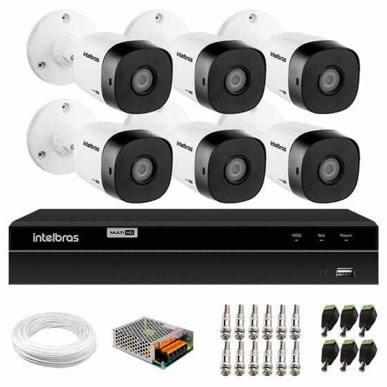 Imagem de Kit 6 Câmeras Intelbras VHD 1230 B Bullet Full HD 1080p HDCVI Visão Noturna 30m Proteção IP67 Menu OSD + DVR Intelbras MHDX 1208 com 8 Canais