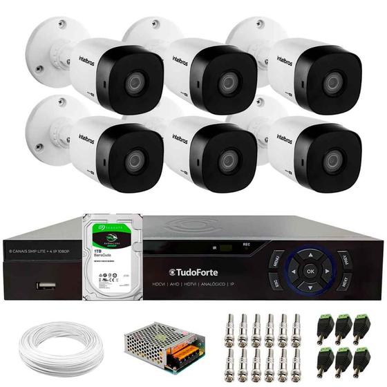 Imagem de Kit 6 Câmeras Intelbras VHD 1230 B Full HD 1080p Bullet Visão Noturna 30 metros IP67 + Dvr Tudo Forte TFHDX 3308 8 Canais App Xmeye + HD 1TB BarraCuda