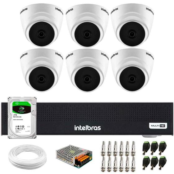 Imagem de Kit 6 Câmeras Intelbras VHL 1120 D HDCVI Lite HD 720p Lente 3.6mm Visão Noturna 20m + Dvr Intelbras MHDX 1008-C 8 Canais + HD 2TB BarraCuda