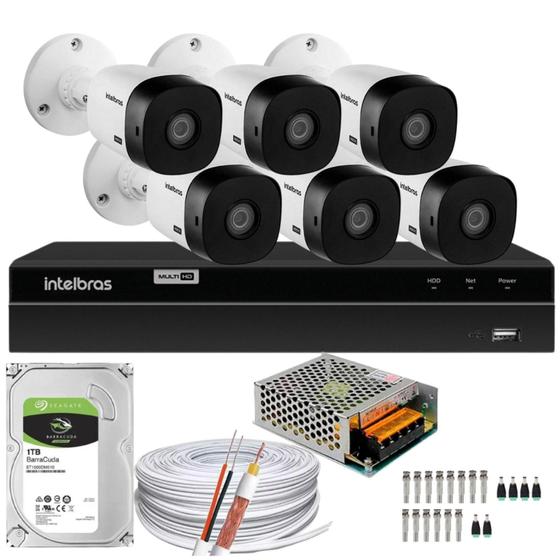 Imagem de Kit 6 Câmeras Intelbras Vhl 1220 2mp Dvr 8 Canais 1tb - Cabo