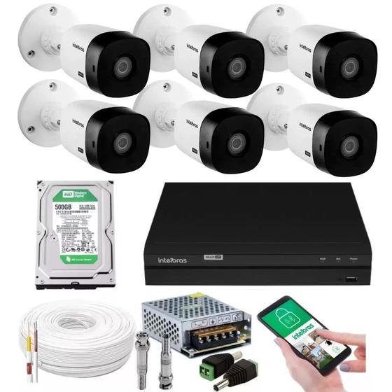 Imagem de Kit 6 Câmeras Multi Hd 1120b Dvr Intelbras 8 Canais Com Hd