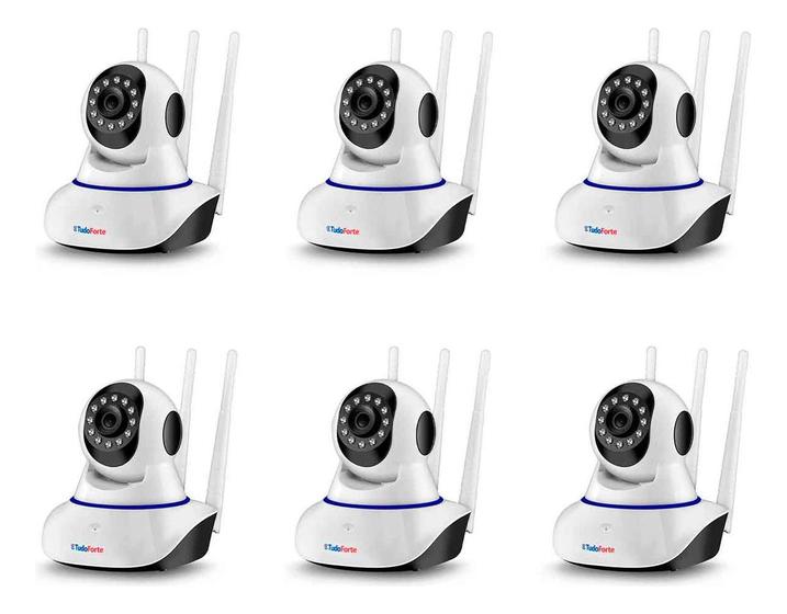 Imagem de Kit 6 Câmeras Robô Wireless 3 Antenas HD 720p com Áudio e Função Babá Eletrônica Visão Noturna 10M