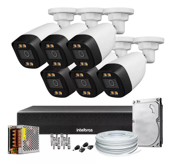 Imagem de Kit 6 Câmeras Segurança Color Dvr Intelbras 1008c Hd 500gb