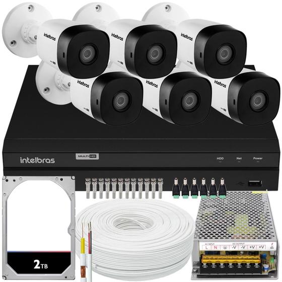 Imagem de Kit 6 cameras seguranca Intelbras vhd 1220 Full HD 2mp 2TB