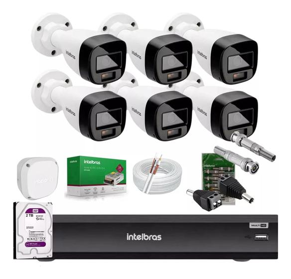 Imagem de Kit 6 Cameras Segurança Intelbras VHD 3220b+ Microfone Audio Full Color Dvr iMhdx 3008 2TB Purple