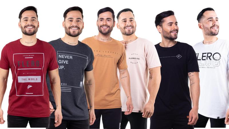 Imagem de Kit 6 Camisetas Camisas Blusas Estampadas Malha Fio 30.1 Flero