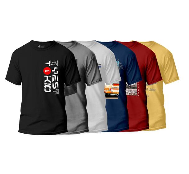 Imagem de Kit 6 Camisetas Camisas Masculinas Slim Fit Gola Redonda