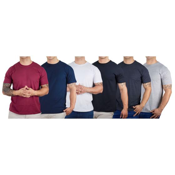 Imagem de Kit 6 Camisetas Slim Fit Masculinas Básicas Algodão Premium