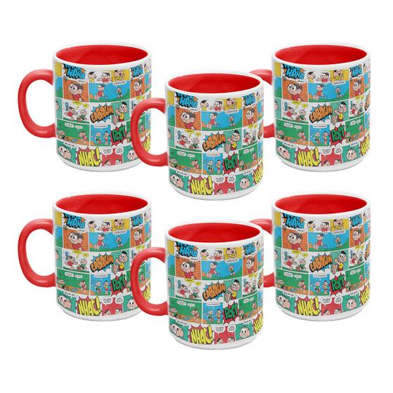 Imagem de Kit 6 Caneca 300ml Turma da Mônica Quadrinhos Colorida