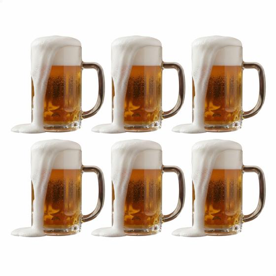 Kit 6 Caneca Chopp Chops Chope Cerveja Vidro Forte Grosso Resistente Bar Restaurante Buteco 430ml