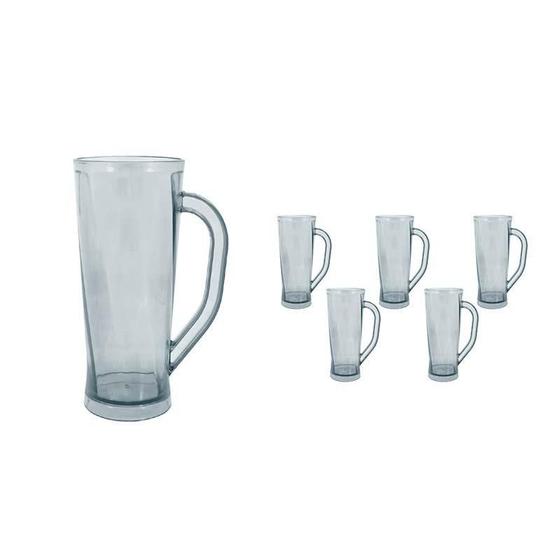 Imagem de Kit 6 Caneca Chopp Cristal Transparente 430Ml Plástico