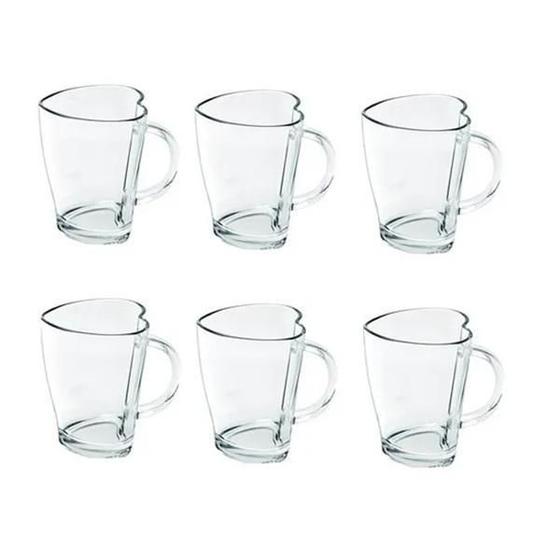 Imagem de Kit 6 Caneca De Coração Cappuccino De Vidro 240Ml