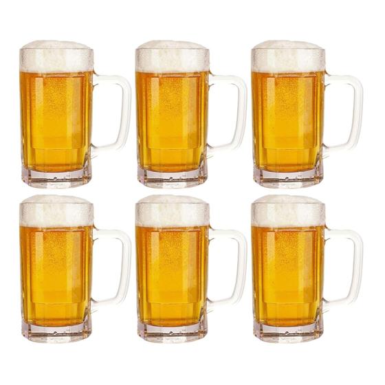 Imagem de Kit 6 Caneca De Vidro Chopp Cerveja Bebida Design Robusto 435ml Clássico Bar Restaurante