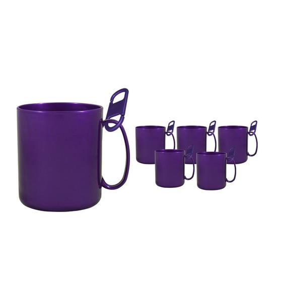 Imagem de Kit 6 Caneca Redonda Clipe Lilás 400Ml Plástico