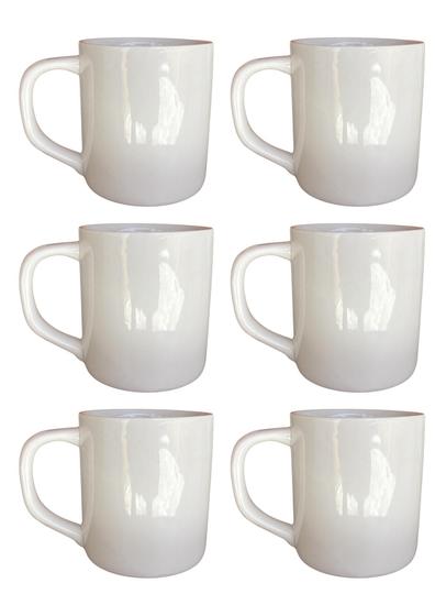 Imagem de Kit 6 Canecas de Porcelana Branca 300ML ideal para Café ,Chá