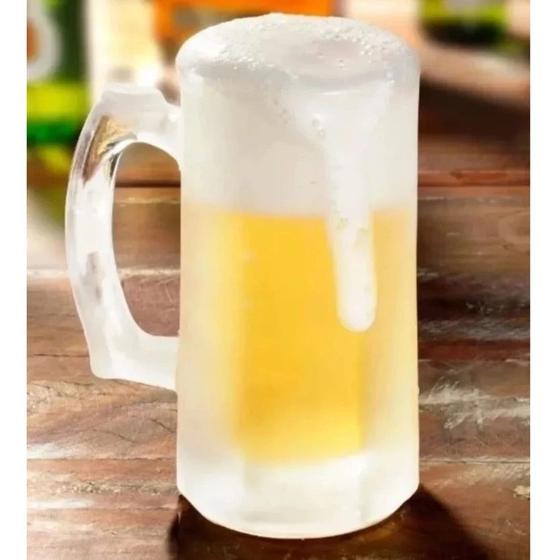 Imagem de Kit 6 Canecas De Vidro Zero Grau Temperado Grosso Chopp Cerveja Congelável 350ml