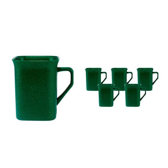 Imagem de Kit 6 Canecas Quadrada Fibra Madeira Verde 250Ml