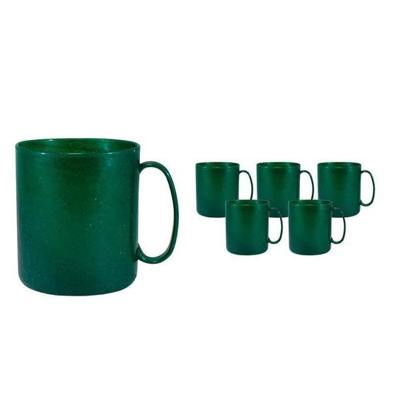 Imagem de Kit 6 Canecas Redonda Fibra Madeira Verde 400Ml