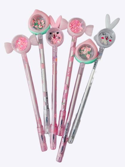 Imagem de Kit 6 Canetas Criativa Glitter Volta As Aulas Escolar Tiktok