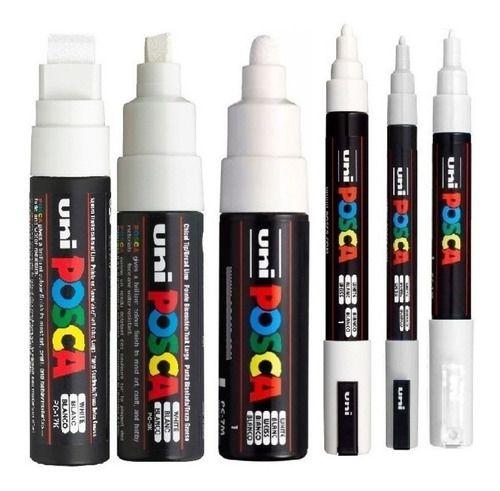 KIT 6 Canetas Posca Branca PC-1M.3M.5M.7M.8K e 17K Uni-Ball Menor preço em KIT 6 Canetas Posca Branca PC-1M.3M.5M.7M.8K e 17K Uni-Ball