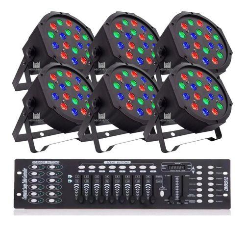 Imagem de Kit 6 Canhao De Led 18 Leds 1w Rgb Dmx Iluminacao + Mesa DMX