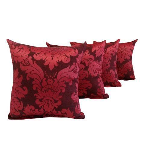 Imagem de Kit 6 Capas Almofadas Jacquard Arabesco Vermelho 45x45 Zíper