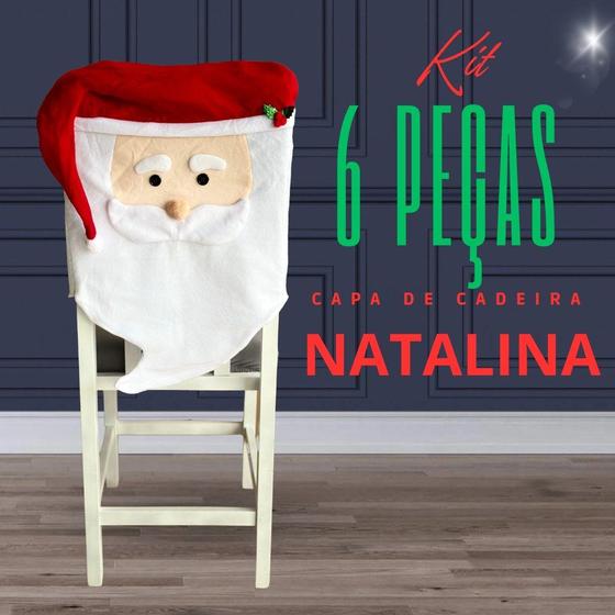 Imagem de Kit 6 Capas Natalina para Cadeira  Rosto de Papai Noel - Vermelho