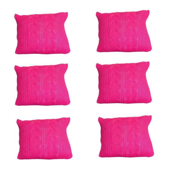 Imagem de Kit 6 Capas Para Almofada Tricot Tressage 60X50Cm Rosa Pink