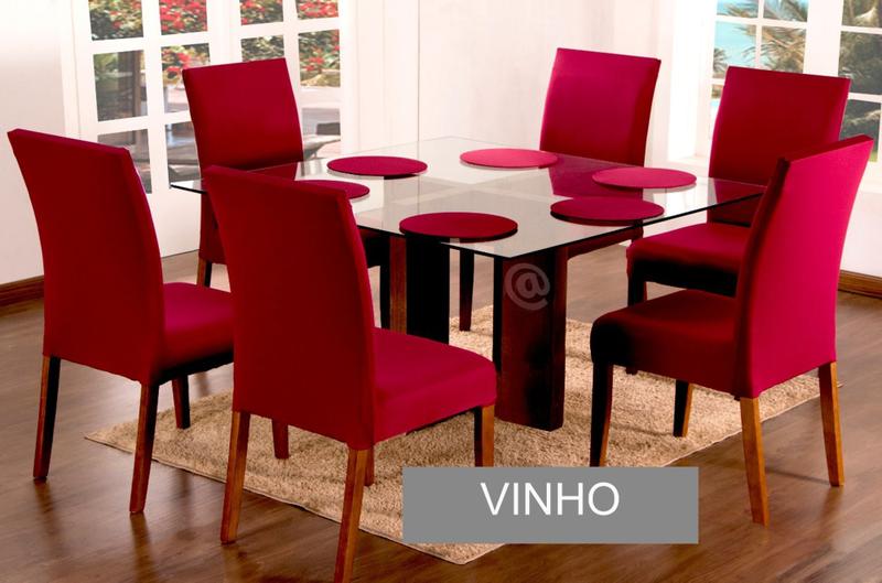 Imagem de Kit 6 Capas Para Cadeira Jantar Malha Com Elástico