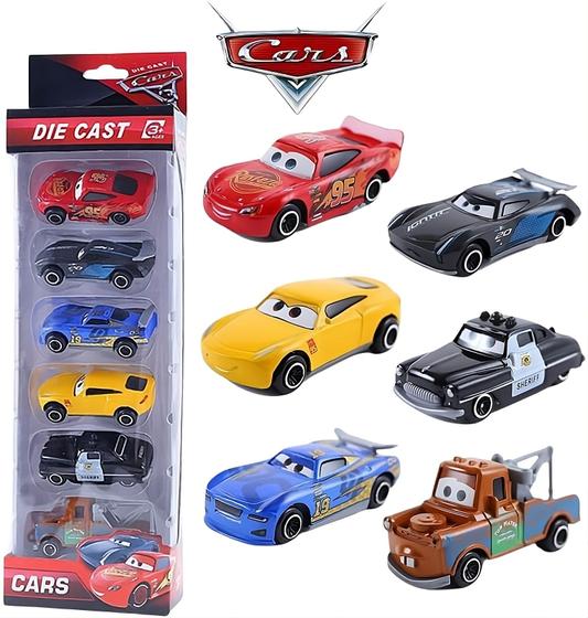 Kit 6 Carrinhos Cars Relâmpago McQueen Metal Diecast Miniatura Infantil Coleção