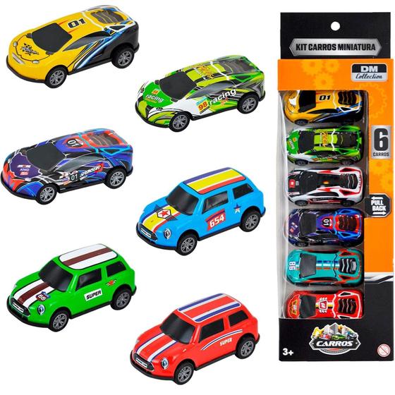 Imagem de Kit 6 Carrinhos De Ferro Miniatura Com Fricção Dm Collection - Dm Toys