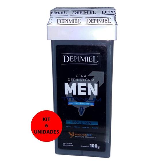 Imagem de Kit 6 Cera Depilatória Roll-On Men Powerful 100g - Depimiel