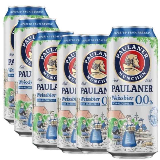 Kit 6 Cerveja Alemã Paulaner Weissbier 0,0% Álcool 500ml