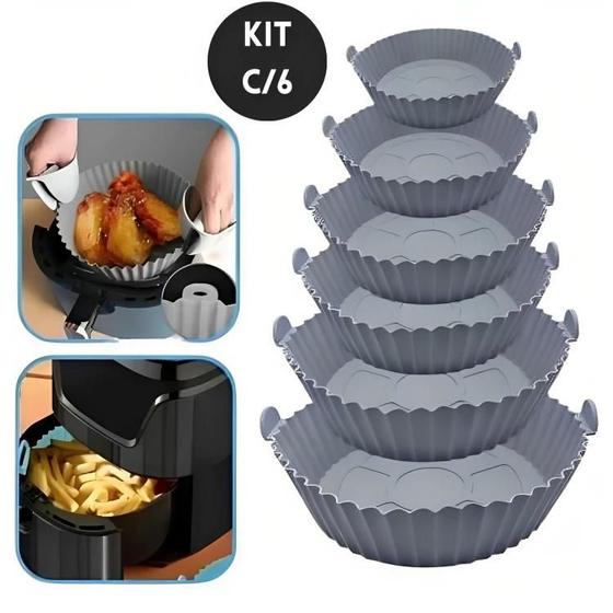 Imagem de kit 6 Cesto Forma De Silicone Airfryer Protetor Antiaderente