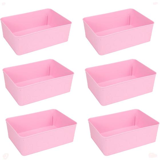 Imagem de Kit 6 Cesto Multiuso Decorativo Rosa 19x13,5x6,5Cm