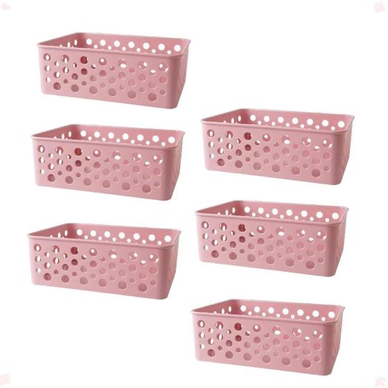 Imagem de Kit 6 Cesto Organizador Multiuso P 19X13,8X6,5Cm Rose