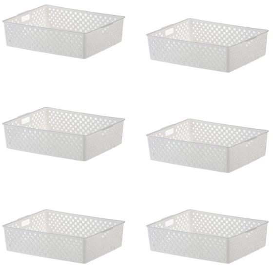 Imagem de Kit 6 Cesto Organizador Multiuso Quadratta 34x15x9 Cm Branco