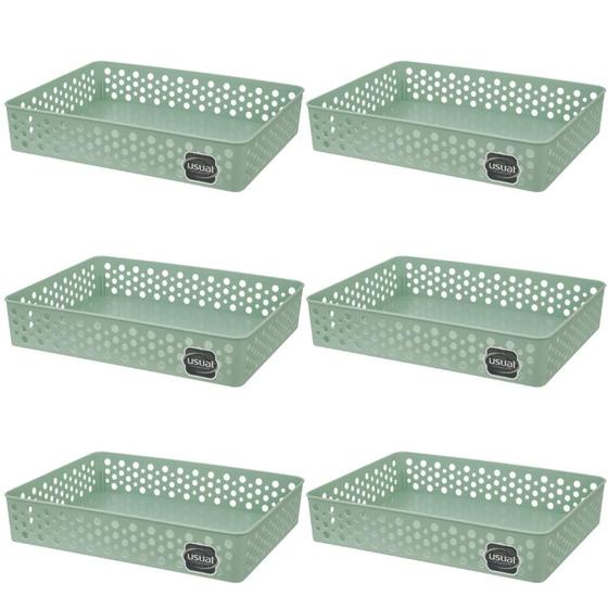 Imagem de Kit 6 Cesto Organizador Rattan Multiuso Armário Gaveta Lavanderia G (34x25)