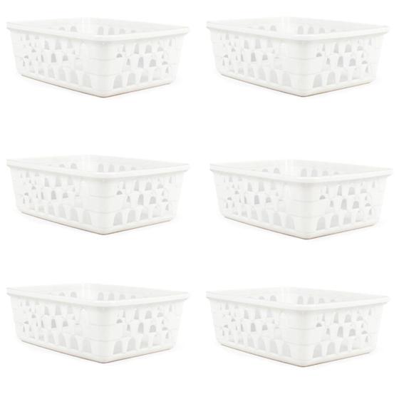 Kit 6 Cestos Multiuso Organizador Pequeno Branco 16x12x6Cm