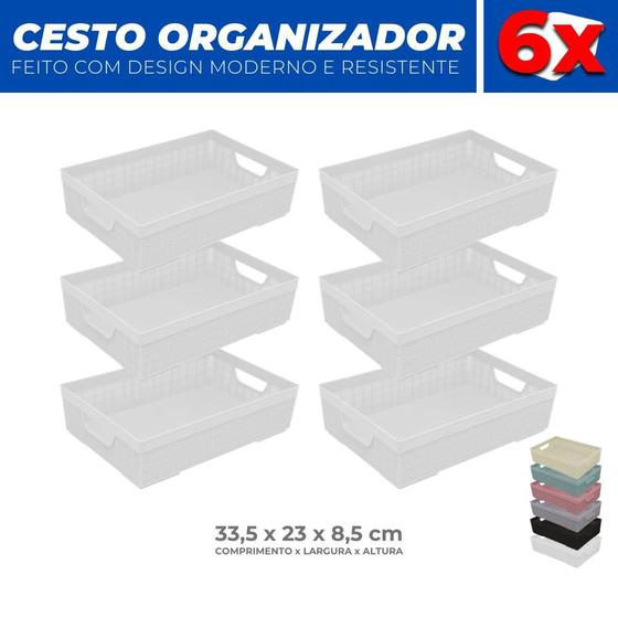 Imagem de Kit 6 Cestos Organizador Armário Gaveta Lavanderia M 33x23